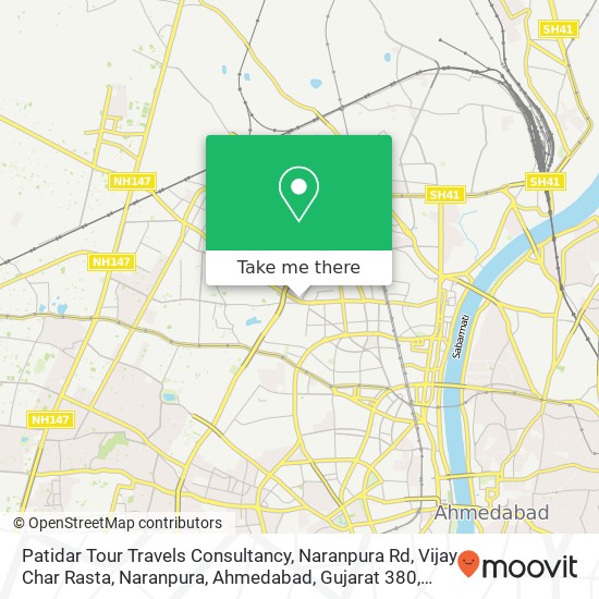 Patidar Tour Travels Consultancy, Naranpura Rd, Vijay Char Rasta, Naranpura, Ahmedabad, Gujarat 380 map