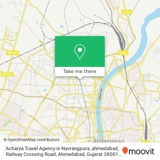 Acharya Travel Agency in Navrangpura, ahmedabad, Railway Crossing Road, Ahmedabad, Gujarat 380013, map