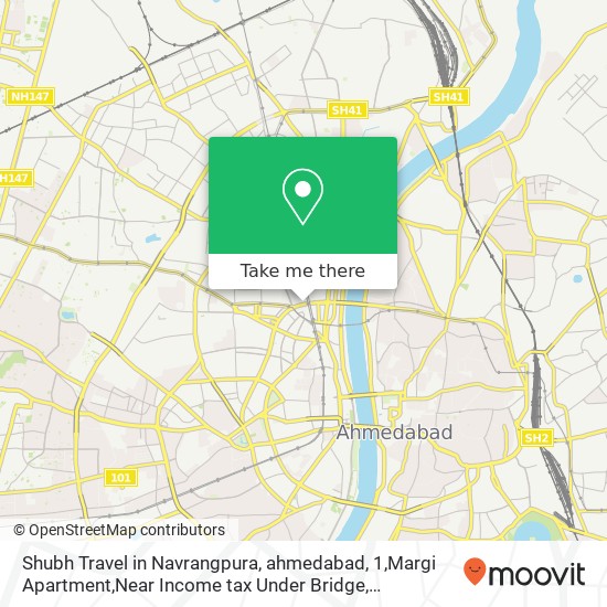 Shubh Travel in Navrangpura, ahmedabad, 1,Margi Apartment,Near Income tax Under Bridge, Navrangpura map