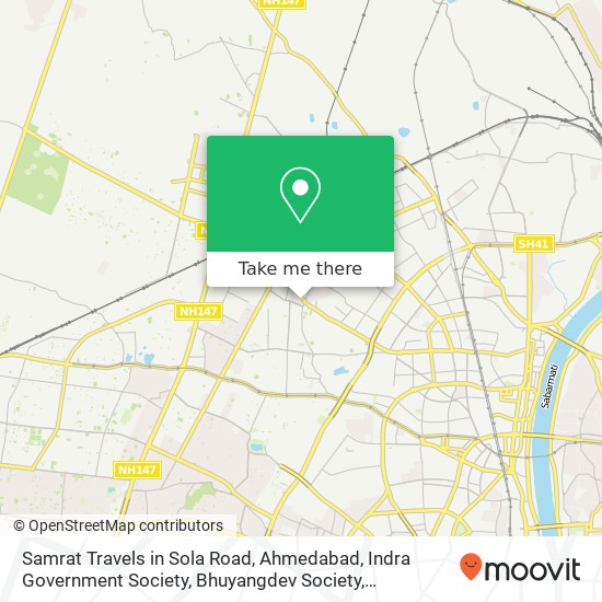 Samrat Travels in Sola Road, Ahmedabad, Indra Government Society, Bhuyangdev Society, Ghatlodiya, M map