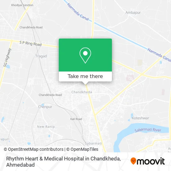 Rhythm Heart & Medical Hospital in Chandkheda map