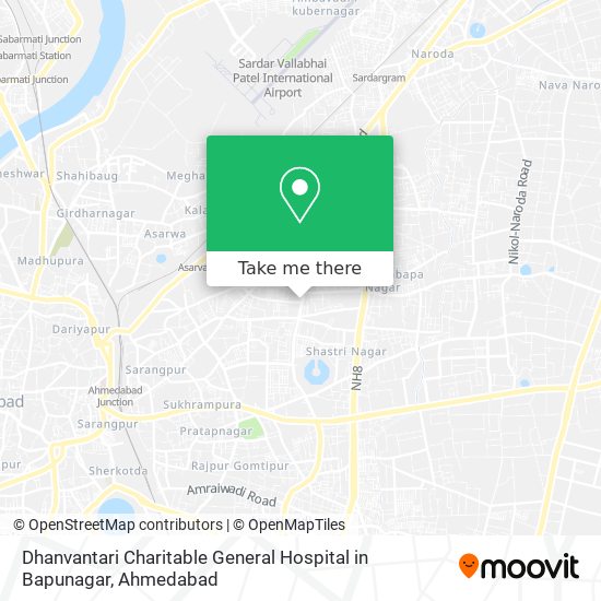 Dhanvantari Charitable General Hospital in Bapunagar map