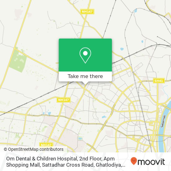 Om Dental & Children Hospital, 2nd Floor, Apm Shopping Mall, Sattadhar Cross Road, Ghatlodiya, Ahme map