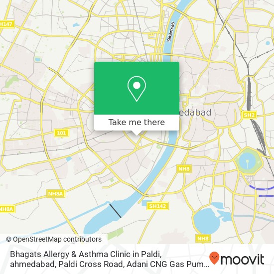 Bhagats Allergy & Asthma Clinic in Paldi, ahmedabad, Paldi Cross Road, Adani CNG Gas Pump Lane, Beh map