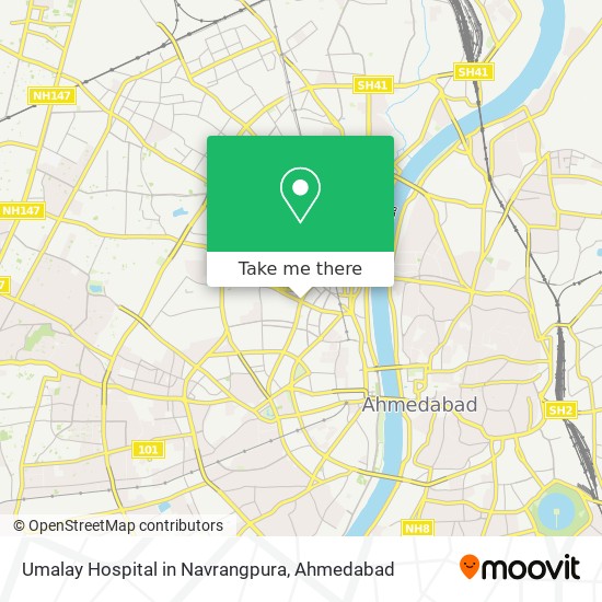 Umalay Hospital in Navrangpura map