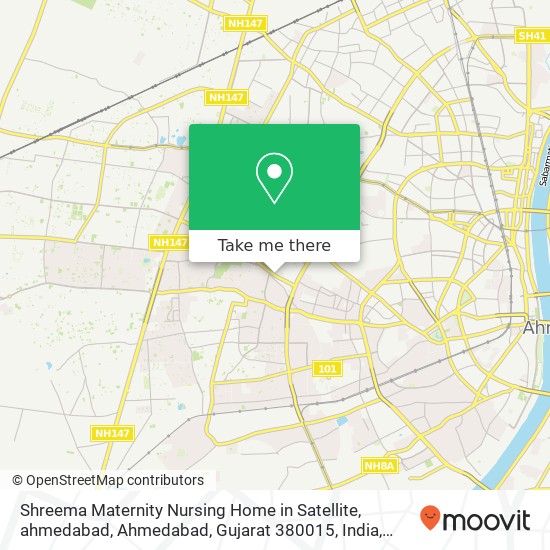 Shreema Maternity Nursing Home in Satellite, ahmedabad, Ahmedabad, Gujarat 380015, India map