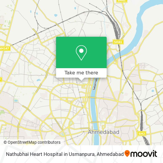 Nathubhai Heart Hospital in Usmanpura map