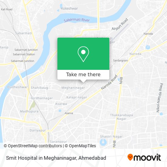 Smit Hospital in Meghaninagar map