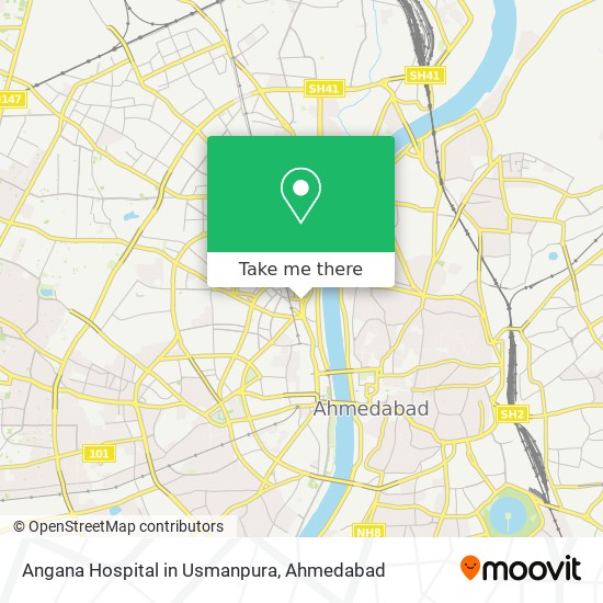 Angana Hospital in Usmanpura map