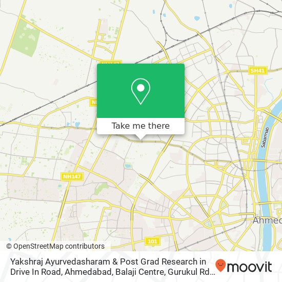Yakshraj Ayurvedasharam & Post Grad Research in Drive In Road, Ahmedabad, Balaji Centre, Gurukul Rd map