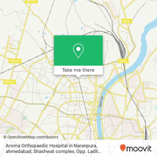 Aroma Orthopaedic Hospital in Naranpura, ahmedabad, Shashwat complex, Opp. Ladli showroom, 2nd Floo map