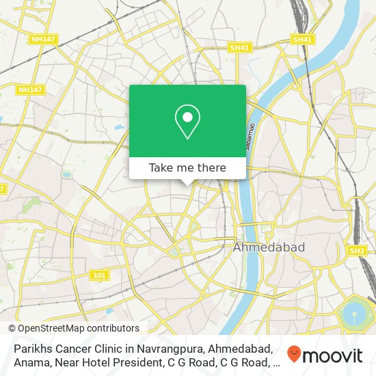 Parikhs Cancer Clinic in Navrangpura, Ahmedabad, Anama, Near Hotel President, C G Road, C G Road, A map