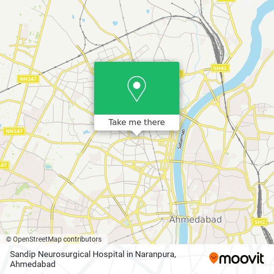 Sandip Neurosurgical Hospital in Naranpura map