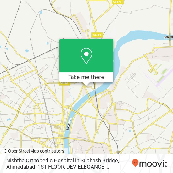 Nishtha Orthopedic Hospital in Subhash Bridge, Ahmedabad, 1ST FLOOR, DEV ELEGANCE, KESHAVNAGAR SOCI map