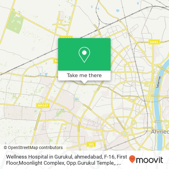 Wellness Hospital in Gurukul, ahmedabad, F-16, First Floor,Moonlight Complex, Opp.Gurukul Temple,, map