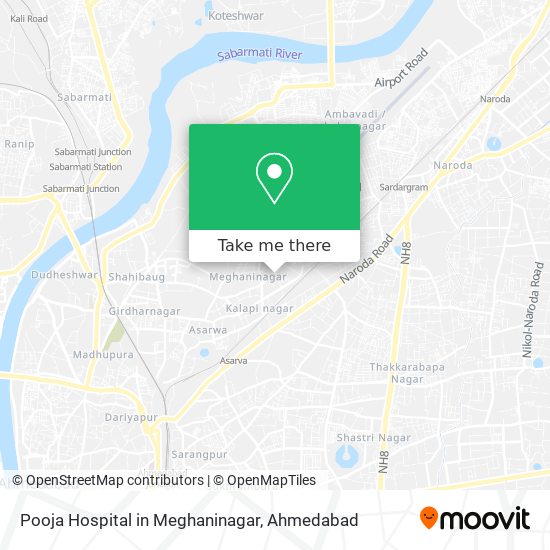Pooja Hospital in Meghaninagar map