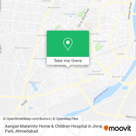 Aangan Maternity Home & Children Hospital in Jivraj Park map