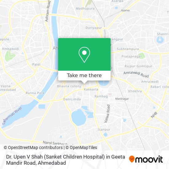 Dr. Upen V Shah (Sanket Children Hospital) in Geeta Mandir Road map