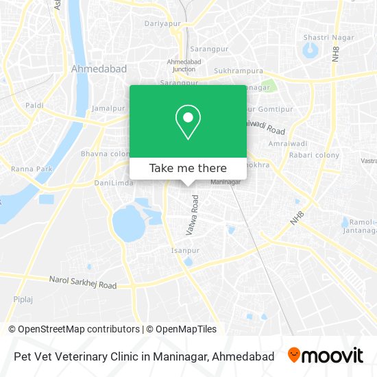 Pet Vet Veterinary Clinic in Maninagar map