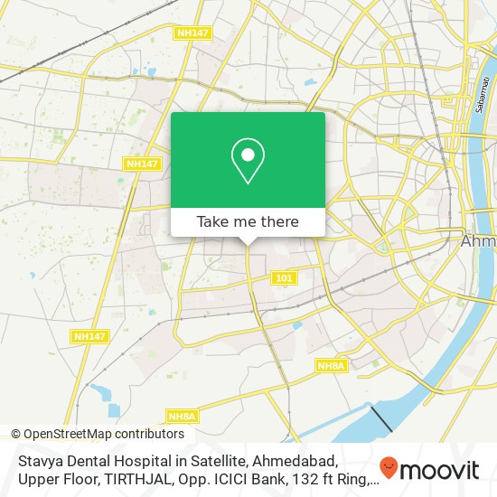 Stavya Dental Hospital in Satellite, Ahmedabad, Upper Floor, TIRTHJAL, Opp. ICICI Bank, 132 ft Ring map