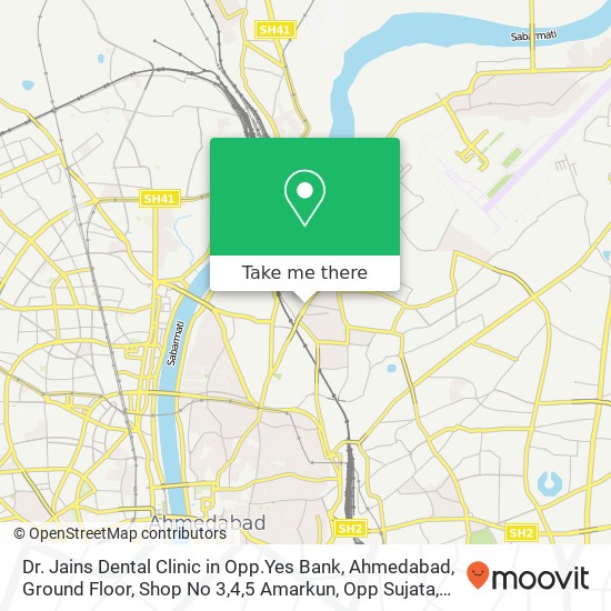 Dr. Jains Dental Clinic in Opp.Yes Bank, Ahmedabad, Ground Floor, Shop No 3,4,5 Amarkun, Opp Sujata map