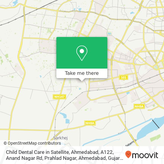 Child Dental Care in Satellite, Ahmedabad, A122, Anand Nagar Rd, Prahlad Nagar, Ahmedabad, Gujarat map