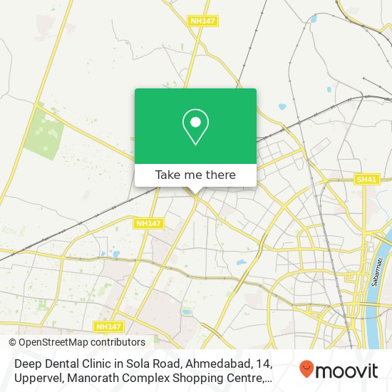 Deep Dental Clinic in Sola Road, Ahmedabad, 14, Uppervel, Manorath Complex Shopping Centre, Sattadh map