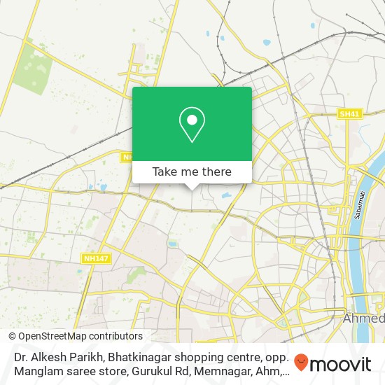 Dr. Alkesh Parikh, Bhatkinagar shopping centre, opp. Manglam saree store, Gurukul Rd, Memnagar, Ahm map
