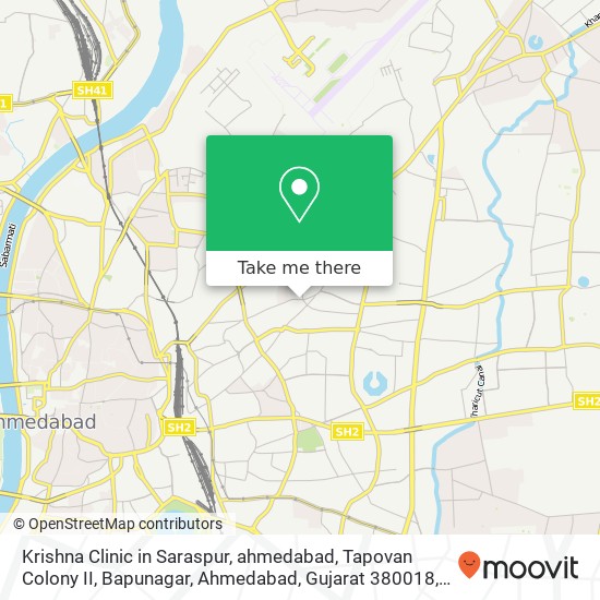 Krishna Clinic in Saraspur, ahmedabad, Tapovan Colony II, Bapunagar, Ahmedabad, Gujarat 380018, Ind map