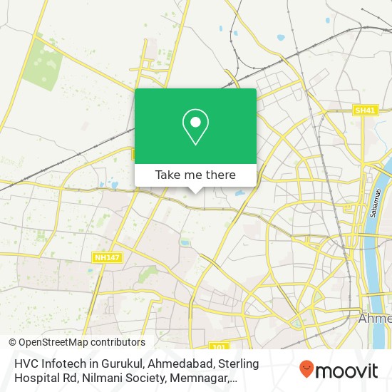 HVC Infotech in Gurukul, Ahmedabad, Sterling Hospital Rd, Nilmani Society, Memnagar, Ahmedabad, Guj map