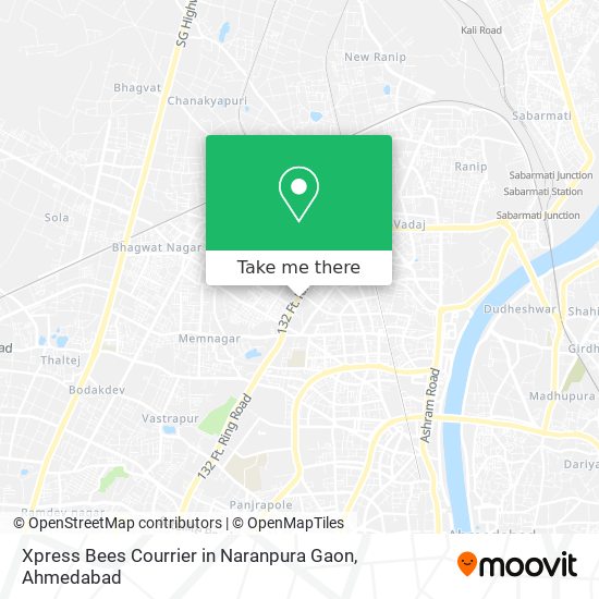 Xpress Bees Courrier in Naranpura Gaon map