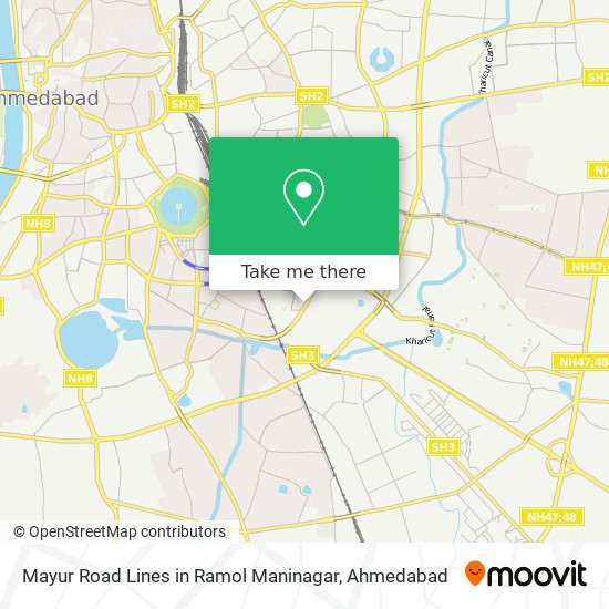 Mayur Road Lines in Ramol Maninagar map