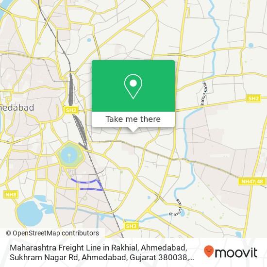 Maharashtra Freight Line in Rakhial, Ahmedabad, Sukhram Nagar Rd, Ahmedabad, Gujarat 380038, India map