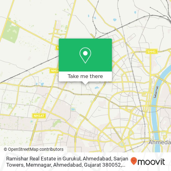 Ramishar Real Estate in Gurukul, Ahmedabad, Sarjan Towers, Memnagar, Ahmedabad, Gujarat 380052, Ind map