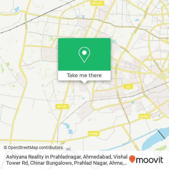 Ashiyana Reality in Prahladnagar, Ahmedabad, Vishal Tower Rd, Chinar Bungalows, Prahlad Nagar, Ahme map