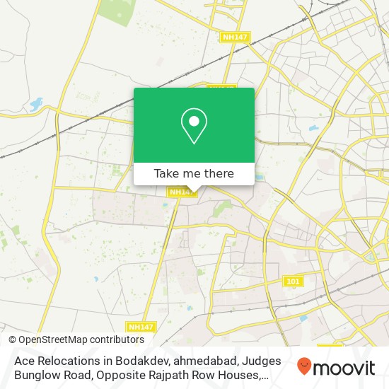 Ace Relocations in Bodakdev, ahmedabad, Judges Bunglow Road, Opposite Rajpath Row Houses, Bodakdev, map
