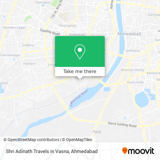 Shri Adinath Travels in Vasna map