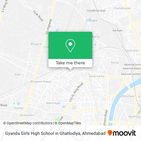 Gyanda Girls High School in Ghatlodiya map