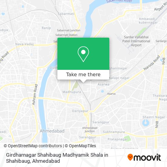 Girdharnagar Shahibaug Madhyamik Shala in Shahibaug map