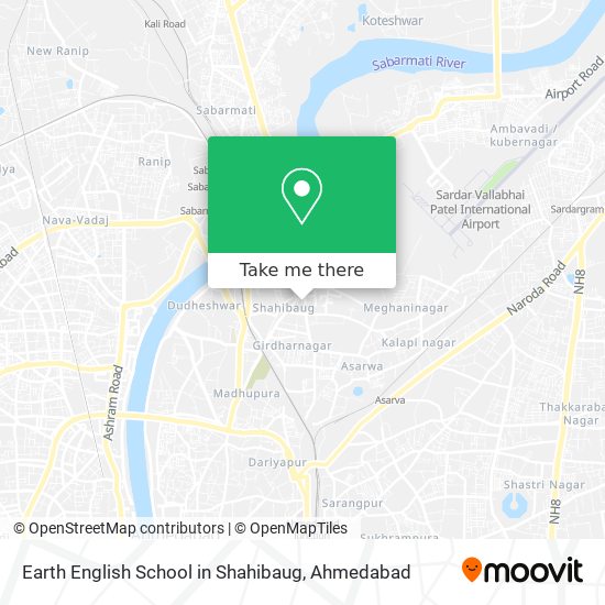 Earth English School in Shahibaug map