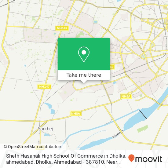 Sheth Hasanali High School Of Commerce in Dholka, ahmedabad, Dholka, Ahmedabad - 387810, Near Sindh map