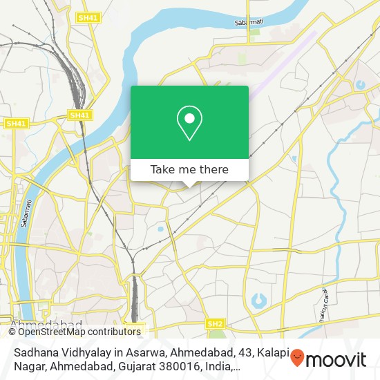 Sadhana Vidhyalay in Asarwa, Ahmedabad, 43, Kalapi Nagar, Ahmedabad, Gujarat 380016, India map