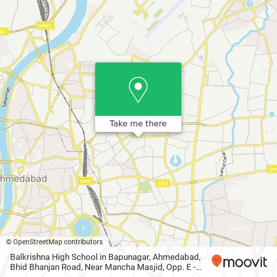 Balkrishna High School in Bapunagar, Ahmedabad, Bhid Bhanjan Road, Near Mancha Masjid, Opp. E - Col map