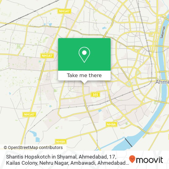 Shantis Hopskotch in Shyamal, Ahmedabad, 17, Kailas Colony, Nehru Nagar, Ambawadi, Ahmedabad, Gujar map