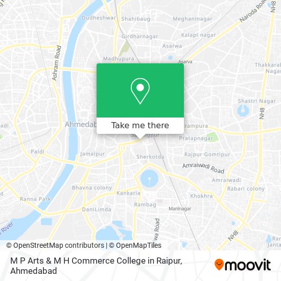 M P Arts & M H Commerce College in Raipur map