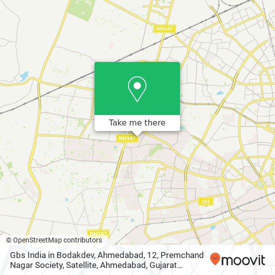 Gbs India in Bodakdev, Ahmedabad, 12, Premchand Nagar Society, Satellite, Ahmedabad, Gujarat 380054 map
