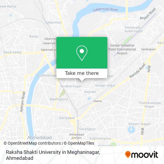 Raksha Shakti University in Meghaninagar map