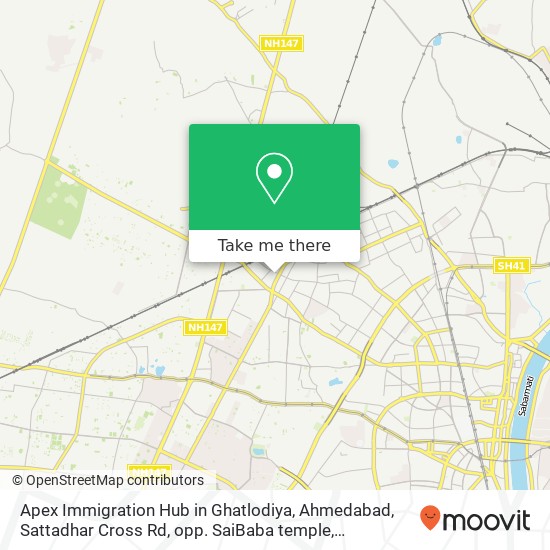 Apex Immigration Hub in Ghatlodiya, Ahmedabad, Sattadhar Cross Rd, opp. SaiBaba temple, Ghatlodiya, map