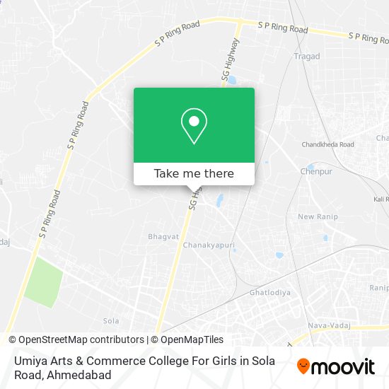 Umiya Arts & Commerce College For Girls in Sola Road map