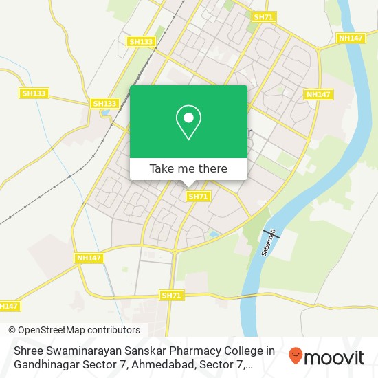 Shree Swaminarayan Sanskar Pharmacy College in Gandhinagar Sector 7, Ahmedabad, Sector 7, Gandhinag map